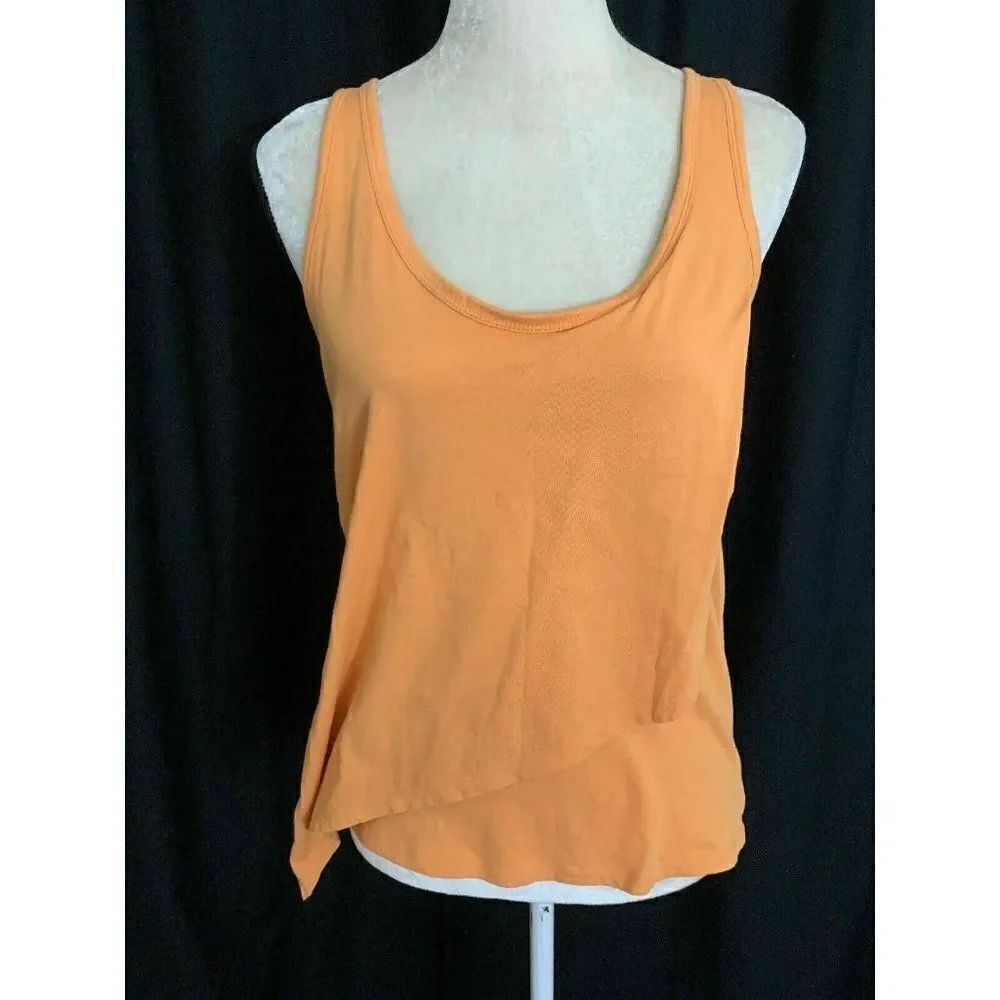 zara wb collection Womens Solid Soft Orange Scoop Neck Tank Top Small